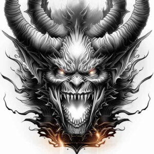 night-demon – tattoo design ideas free ai generated – neotraditional-balanced-tones – for-neck – Gallery: demons-inkby-ai