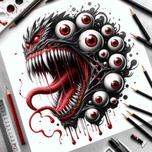 night-demon – tattoo design ideas free ai generated – realism-skin-texture – for-elbow – Gallery: demons-inkby-ai