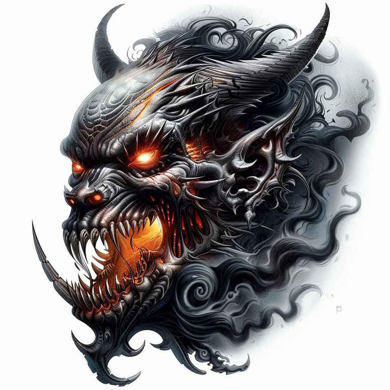 night-demon – tattoo design ideas free ai generated – surrealism-vivid-hallucination – for-hand – Gallery: demons-inkby-ai