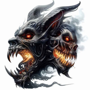possessed-demon – tattoo design ideas free ai generated – neotraditional-clean-lines – for-lower-chest – Gallery: demons-inkby-ai