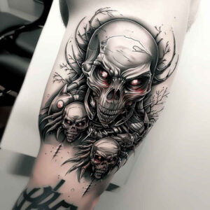 powerful-demon – tattoo design ideas free ai generated – neotraditional-vintage-influence – for-nape – Gallery: demons-inkby-ai