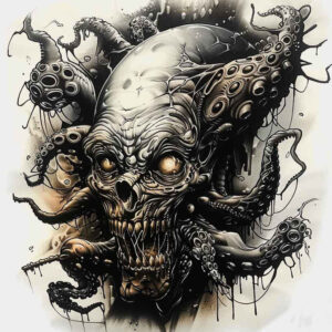 shadow-demon – tattoo design ideas free ai generated – neotraditional-artful-color – for-behind-ear – Gallery: demons-inkby-ai