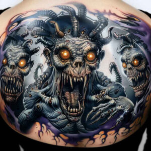 sinister-demon – tattoo design ideas free ai generated – realism-subtle-saturation – for-outer-arm – Gallery: demons-inkby-ai