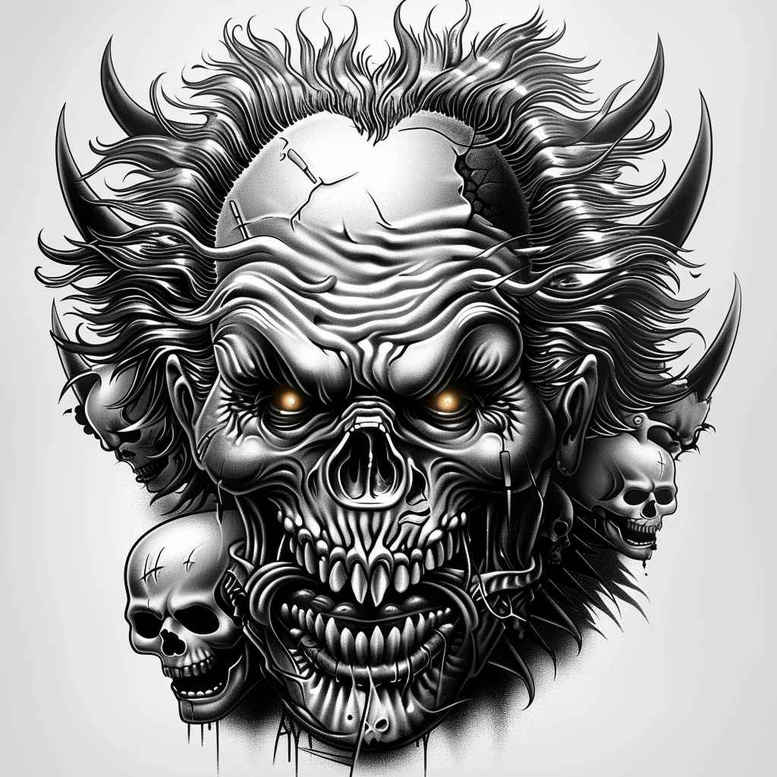 demons tattoo design ideas deep-shading abstract shows strength