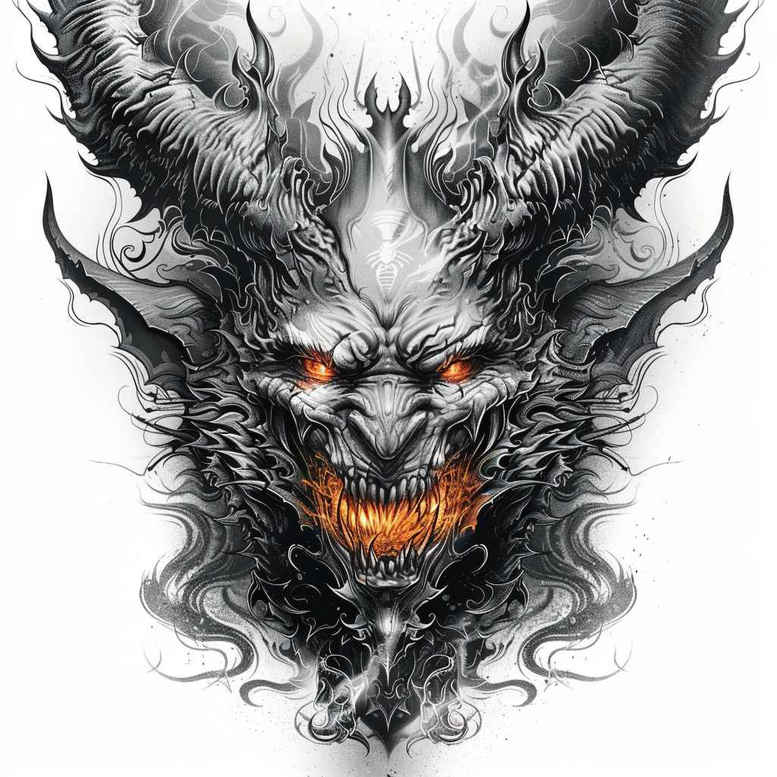 demons tattoo design ideas strong outlines dark for ankle