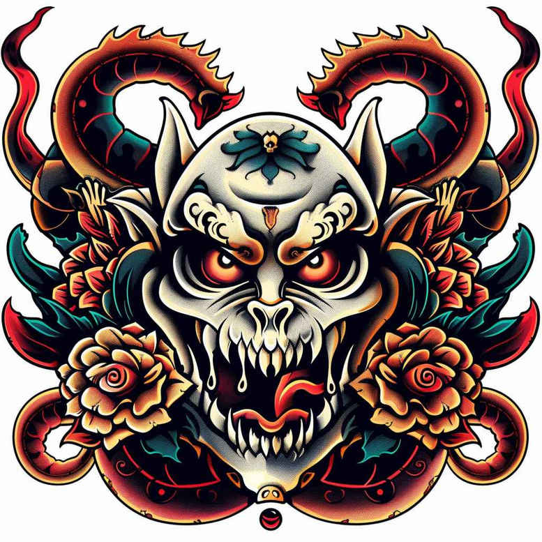 demons tattoo design ideas illustrative style dark for shoulder