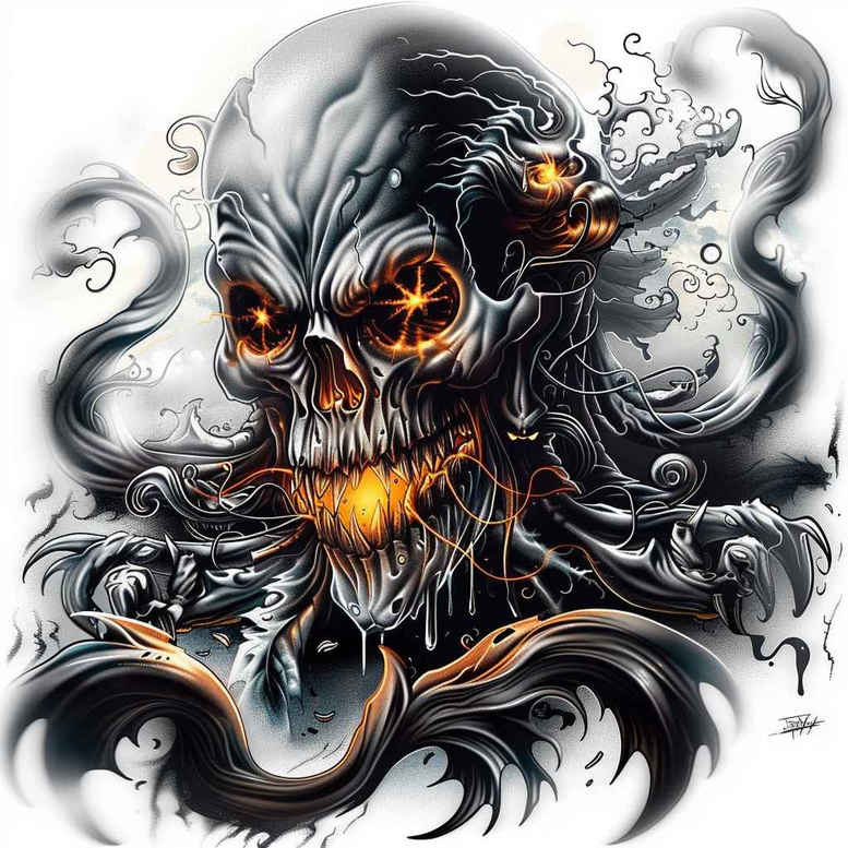 demons tattoo design ideas refined lines dark for temple
