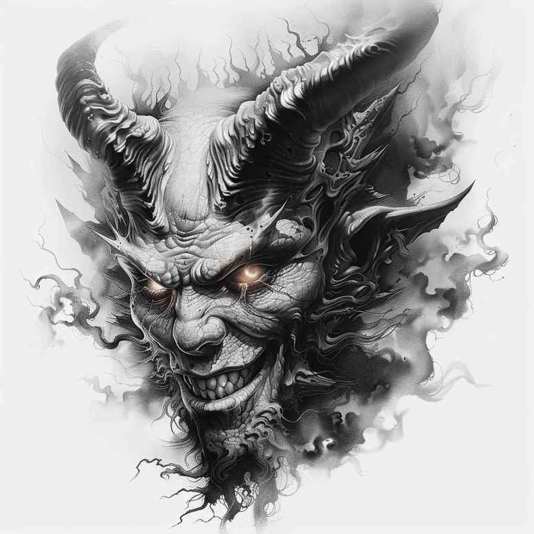 demons tattoo design ideas gentle shadow detailed horns determination and power