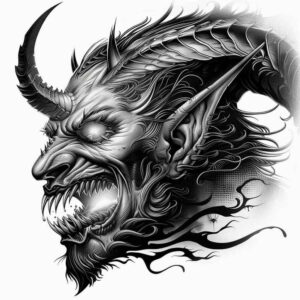 demons tattoo design ideas Realism color precision detailed horns symbolising determination