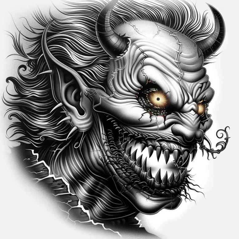 demons tattoo design ideas bold highlights detailed shading for lower back