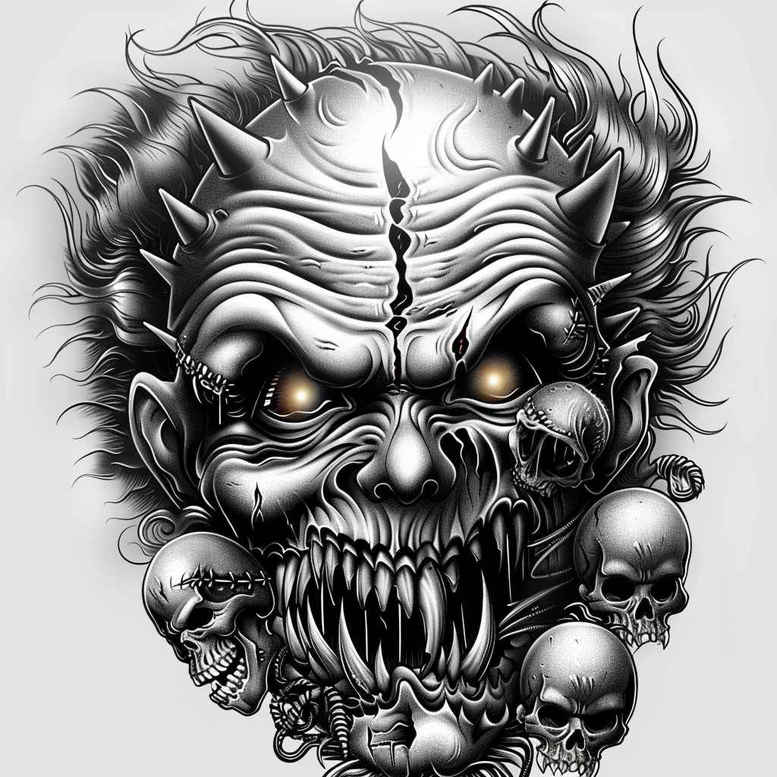 demons tattoo design ideas Neotraditional vivid color detailed textures represents courage