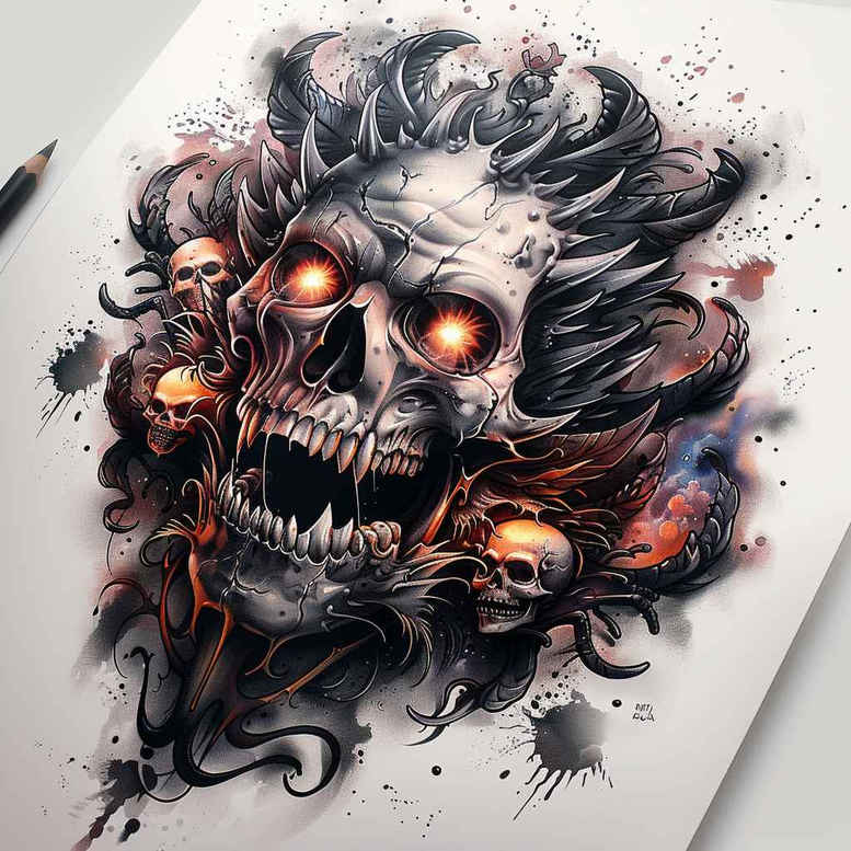 demons tattoo design ideas hyperrealistic fierce for lower arm