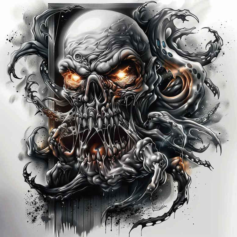 demons tattoo design ideas Realism living skin fierce silhouette for behind ear
