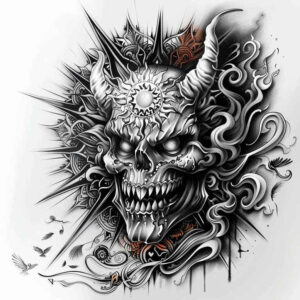 demons tattoo design ideas Surrealism visual paradox fierce silhouette for chest
