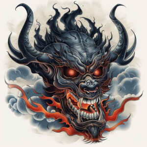 demons tattoo design ideas drawing fiery elements for spine