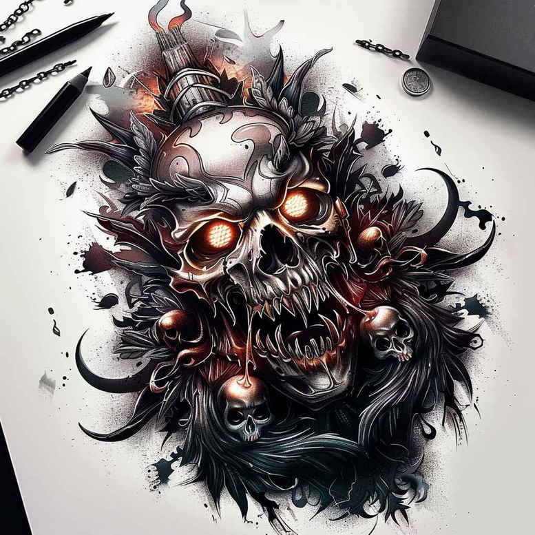 demons tattoo design ideas realistic movement fiery elements symbolising courage