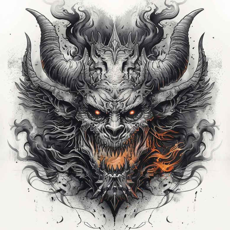 demons tattoo design ideas bold texture fiery eyes for chest