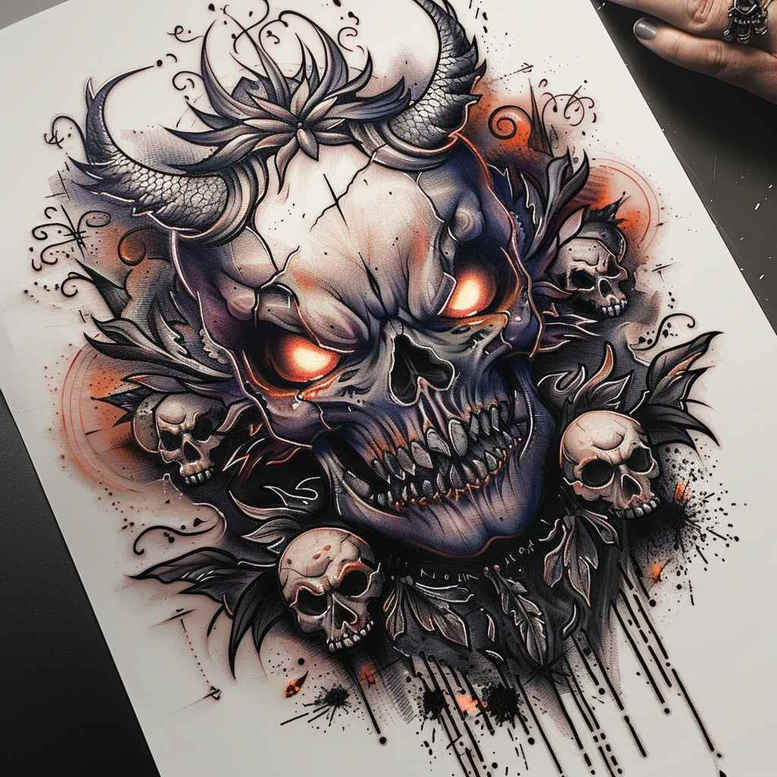 demons tattoo design ideas saturated hues gothic art for spine