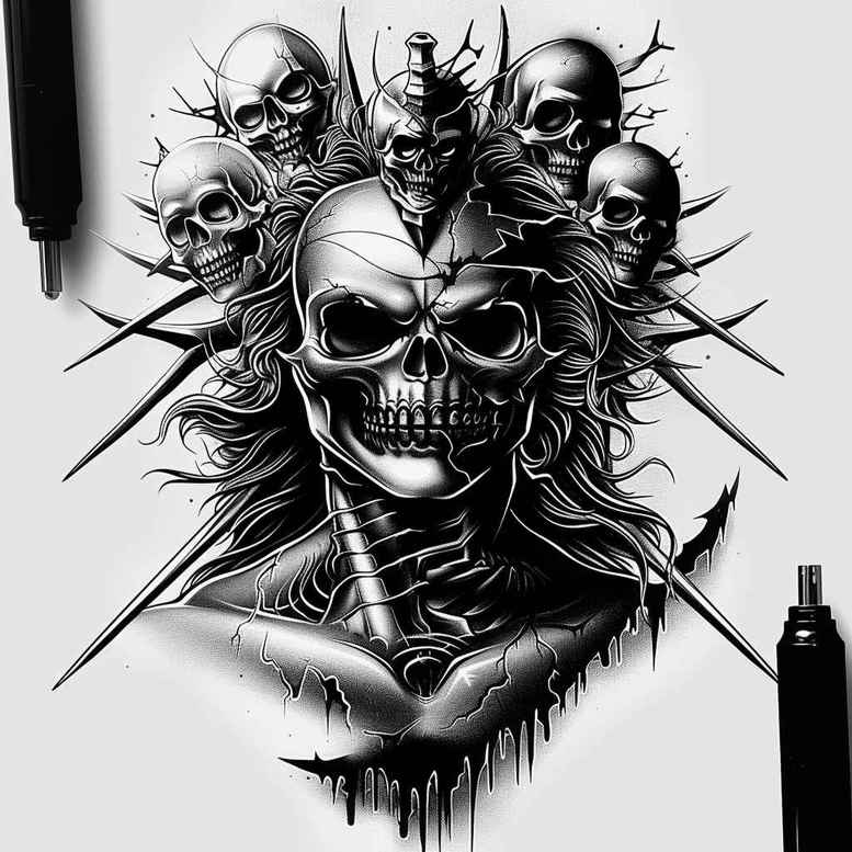 demons tattoo design ideas Surrealism imaginative gothic for elbow