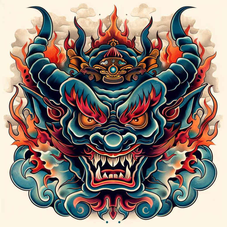 demons tattoo design ideas Surrealism shadow play horns stands for resilience