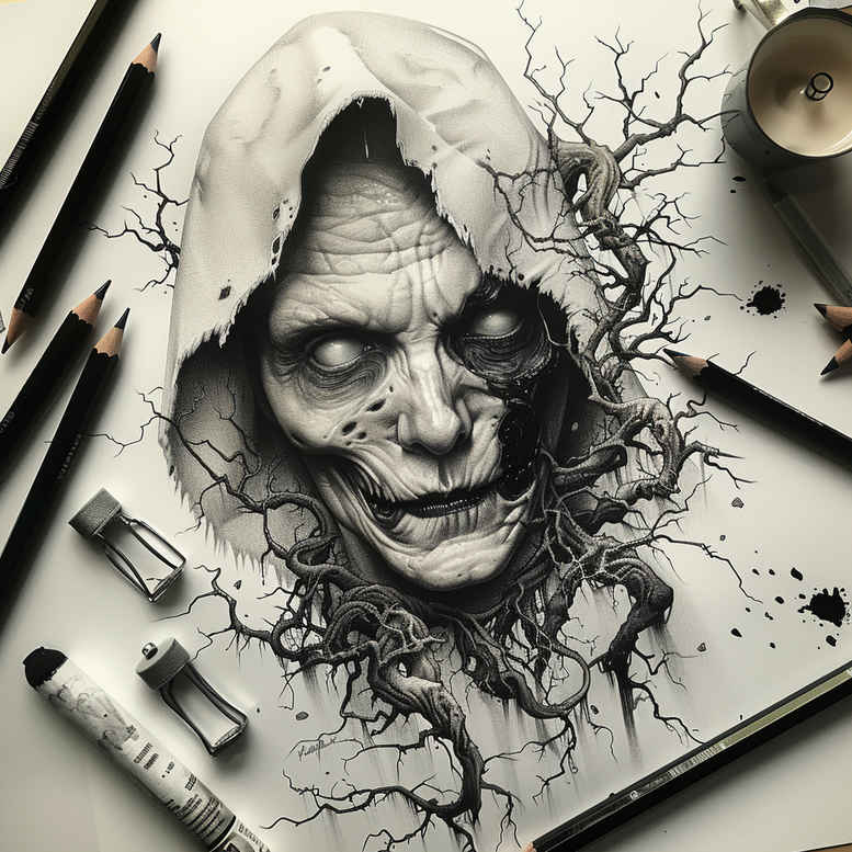 demons tattoo design ideas Realism dynamic shadows intense for palm