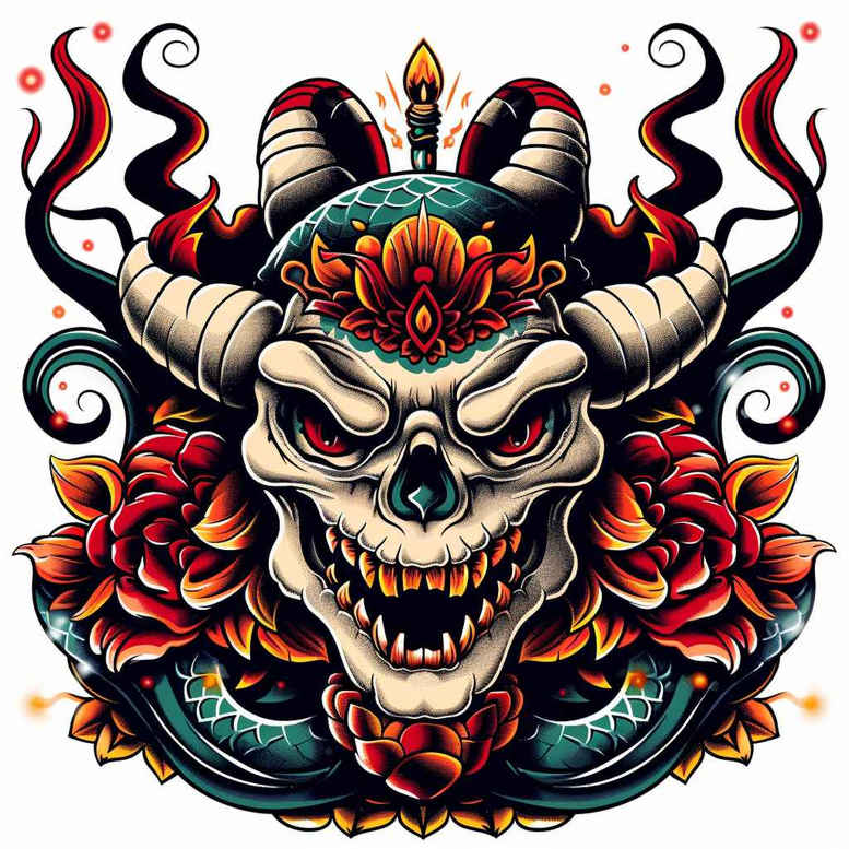 demons tattoo design ideas color richness menacing for upper back