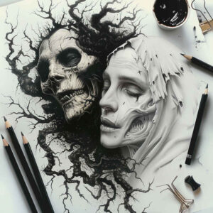 demons tattoo design ideas fine-line muscular for neck