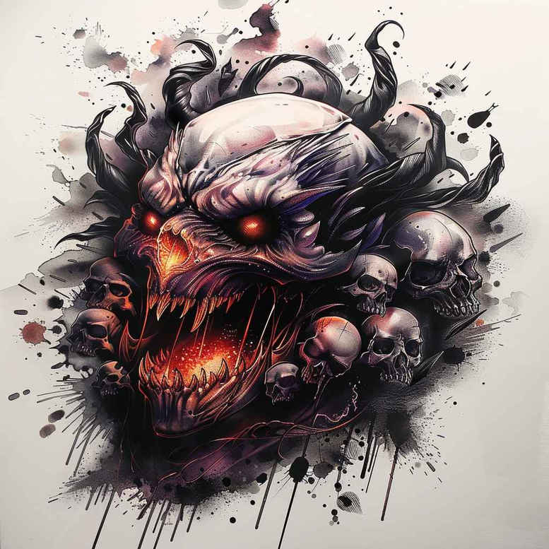 demons tattoo design ideas Realism realistic wrinkles muscular symbol of courage