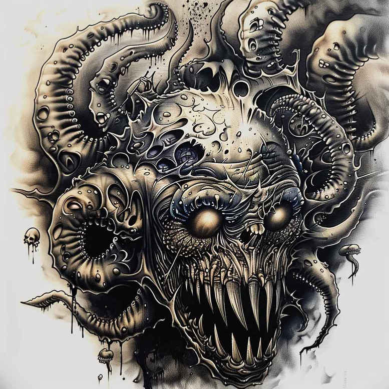 demons tattoo design ideas Surrealism metaphysical mysterious for upper shoulder