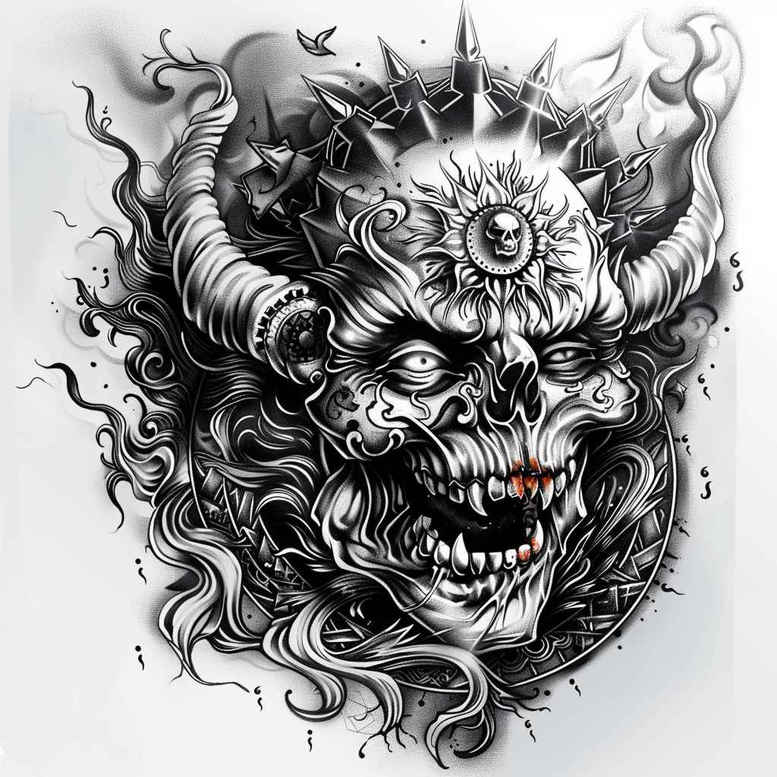 demons tattoo design ideas Realism precise gradient ominous stands for endurance