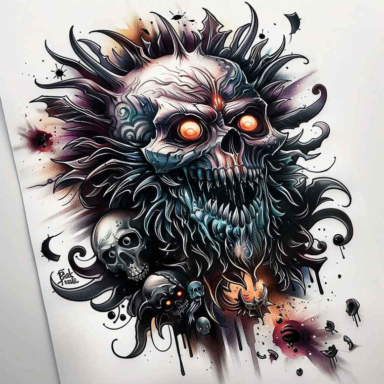 demons tattoo design ideas defined outlines powerful for triceps