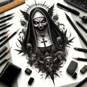 demons tattoo design ideas Surrealism otherworldly shadow play for back shoulder