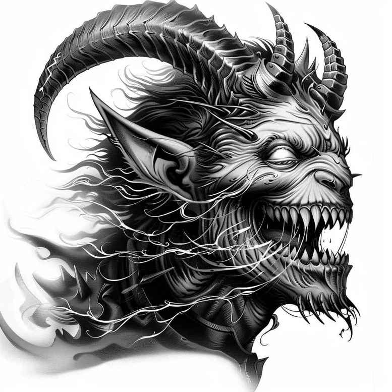 demons tattoo design ideas vivid hues shadow play for sternum