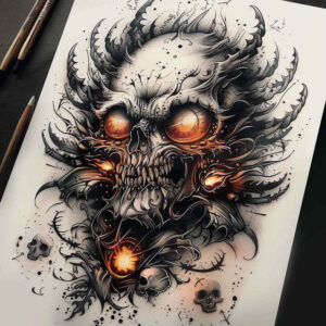 demons tattoo design ideas Surrealism illusionary shadowed symbolising strength