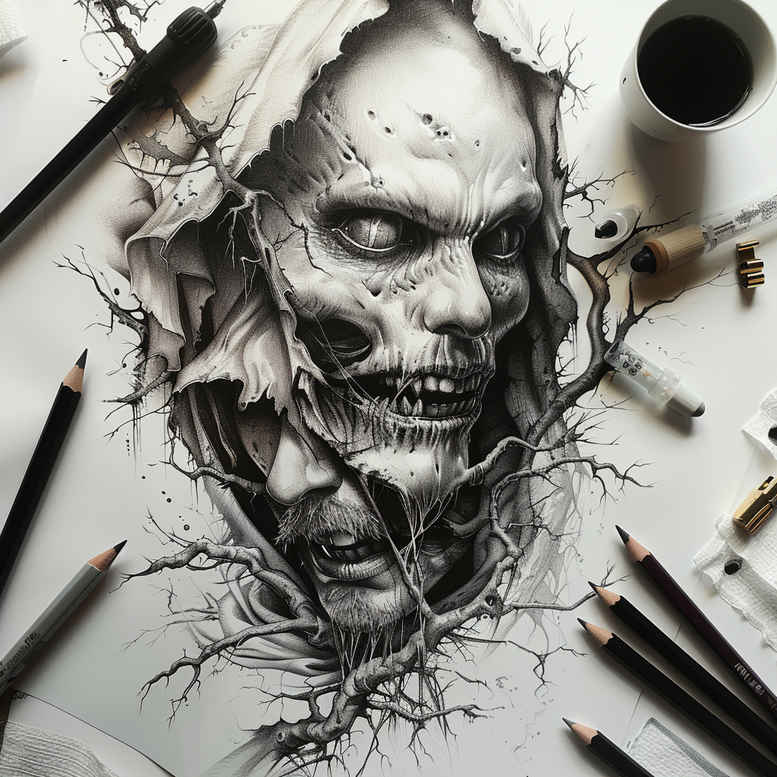 demons tattoo design ideas defined outlines sharp claws for lower back