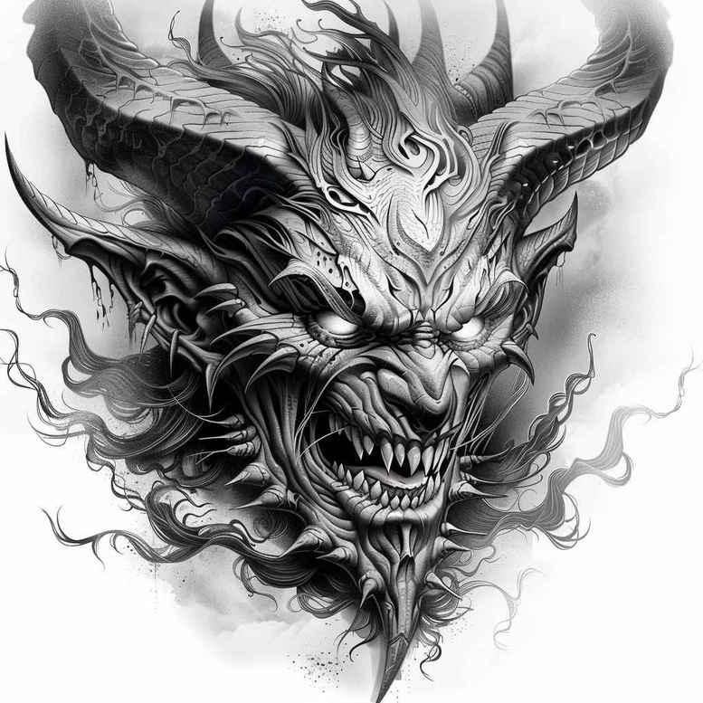 demons tattoo design ideas Realism sharp focus spiritual darkness shows perseverance