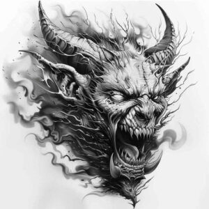 demons tattoo design ideas Surrealism vibrant contrasts symbolic power for chest