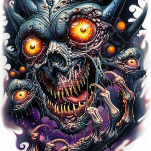 trickster-demon – tattoo design ideas free ai generated – realism-shadow-realism – for-lower-thigh – Gallery: demons-inkby-ai