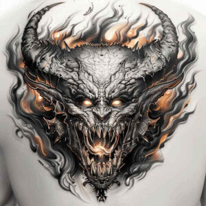 underworld-demon – tattoo design ideas free ai generated – neotraditional-color-blending – for-chest – Gallery: demons-inkby-ai