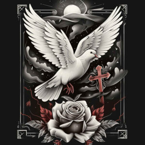 black-and-white-dove – tattoo design ideas free ai generated – neotraditional-bold-color-blocks – for-knee – Gallery: doves-inkby-ai
