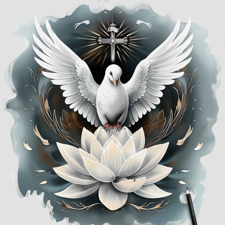 dove-and-blessing – tattoo design ideas free ai generated – surrealism-disorienting – for-lower-back – Gallery: doves-inkby-ai