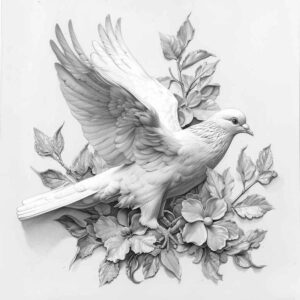 dove-and-line – tattoo design ideas free ai generated – neotraditional-bold-highlights – for-calf – Gallery: doves-inkby-ai