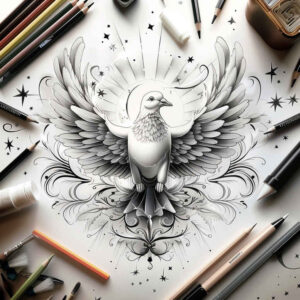 dove-and-sky – tattoo design ideas free ai generated – realism-realistic-proportions – for-upper-thigh – Gallery: doves-inkby-ai