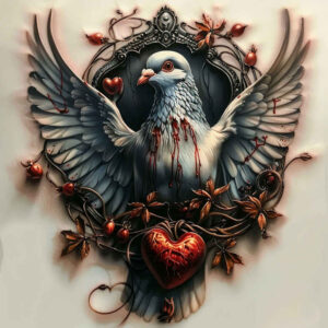 dove-and-space – tattoo design ideas free ai generated – realism-visual-accuracy – for-lower-chest – Gallery: doves-inkby-ai