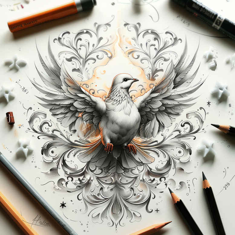 dove-as-message – tattoo design ideas free ai generated – neotraditional-classic-motifs – for-elbow – Gallery: doves-inkby-ai