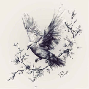 dove-as-message – tattoo design ideas free ai generated – neotraditional-rich-shading – for-abdomen – Gallery: doves-inkby-ai