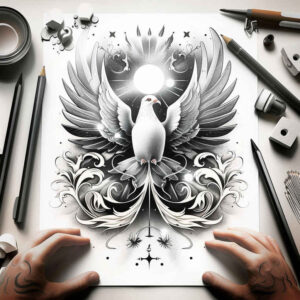dove-as-message – tattoo design ideas free ai generated – realism-volume-effect – for-hand – Gallery: doves-inkby-ai
