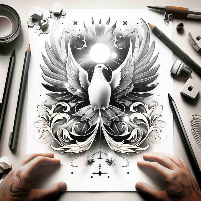 dove-as-message – tattoo design ideas free ai generated – realism-volume-effect – for-hand – Gallery: doves-inkby-ai