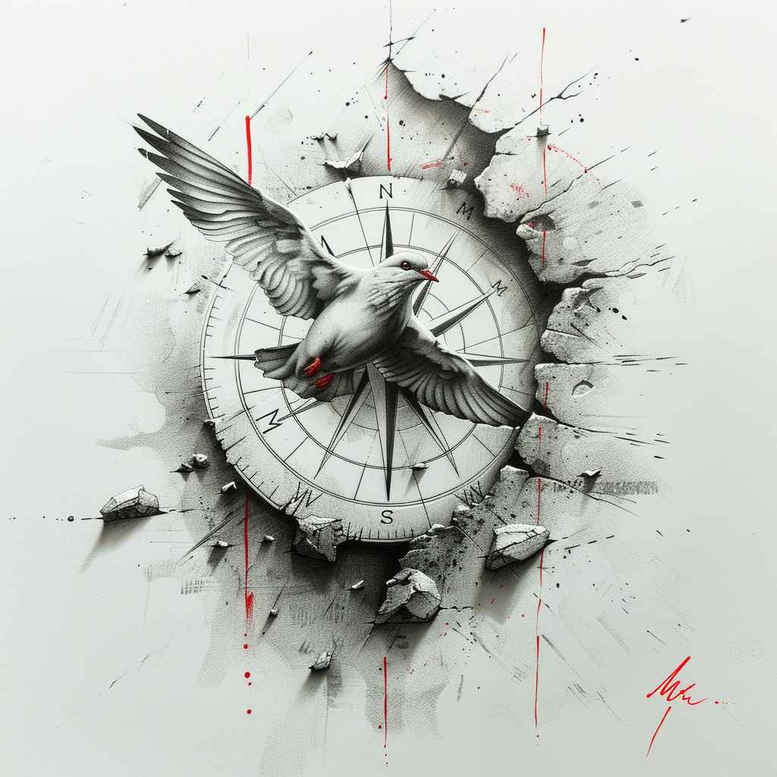 dove-in-natural-form – tattoo design ideas free ai generated – surrealism-ambiguous-space – for-lower-thigh – Gallery: doves-inkby-ai