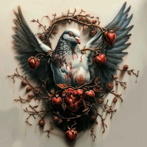 dove-of-peace – tattoo design ideas free ai generated – surrealism-spectral-hues – for-upper-shoulder – Gallery: doves-inkby-ai
